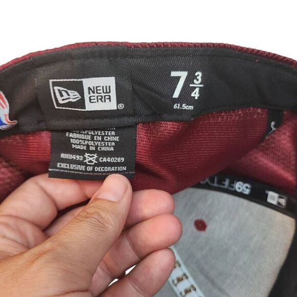 New Era Men's Maroon NBA Cavaliers 59FIFTY Fitted Cap Size 7 3/4 - Picture 5 of 8